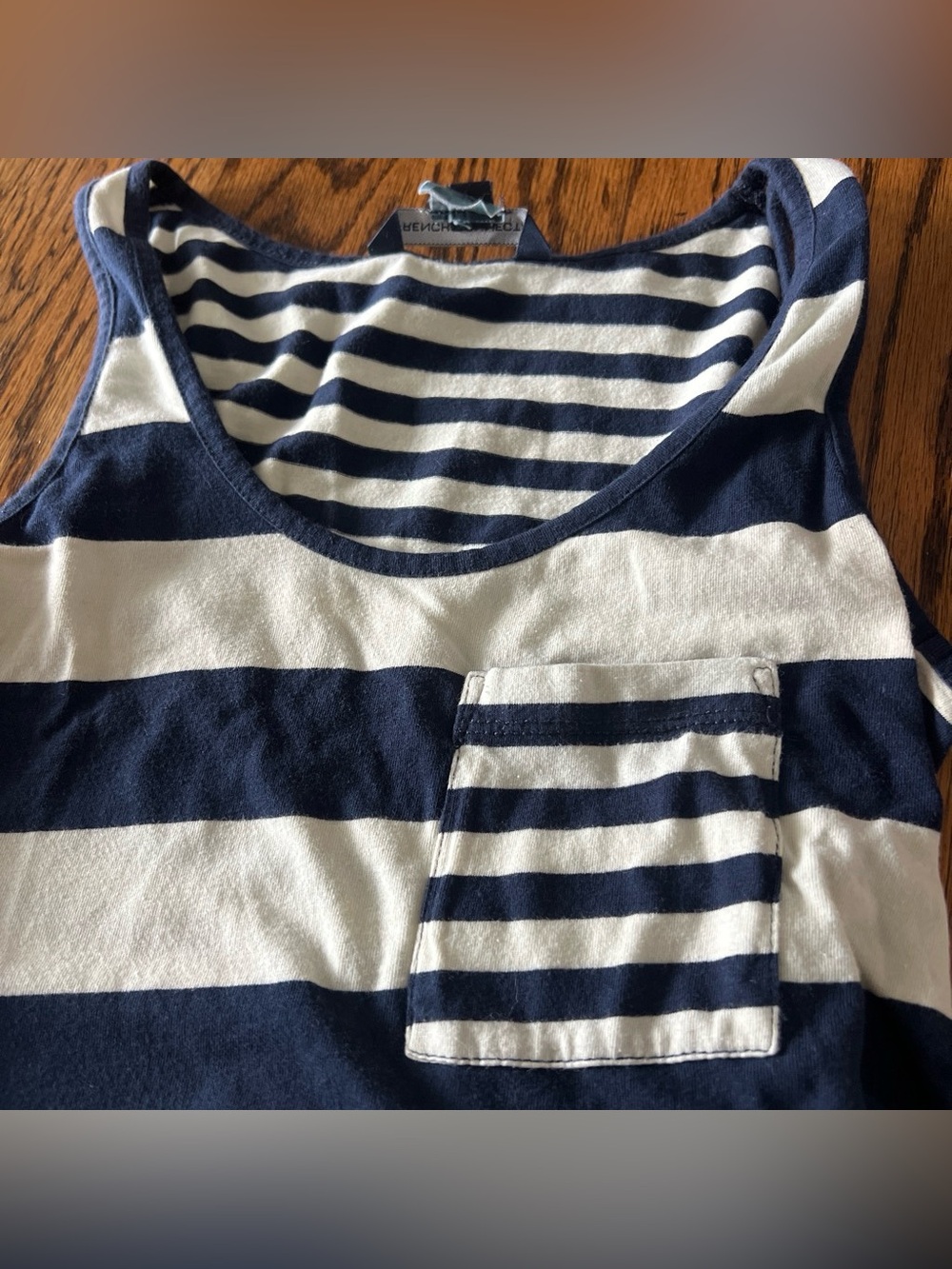 French Connection Striped Navy & White Pocket Tank Top - Women’s
